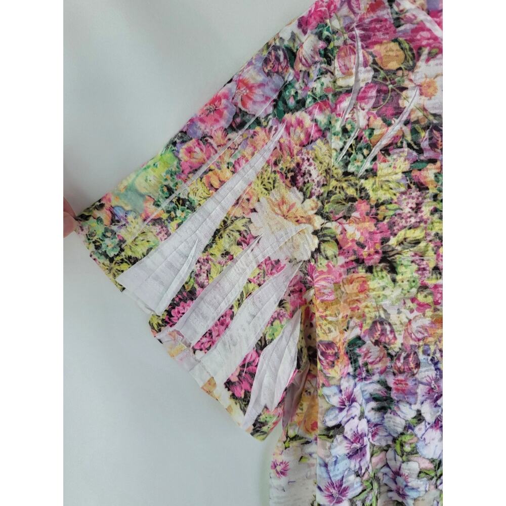 Sundance Boho Butterflies Floral Watercolor Sublimation Print Ruffle Top Size L - Picture 8 of 12